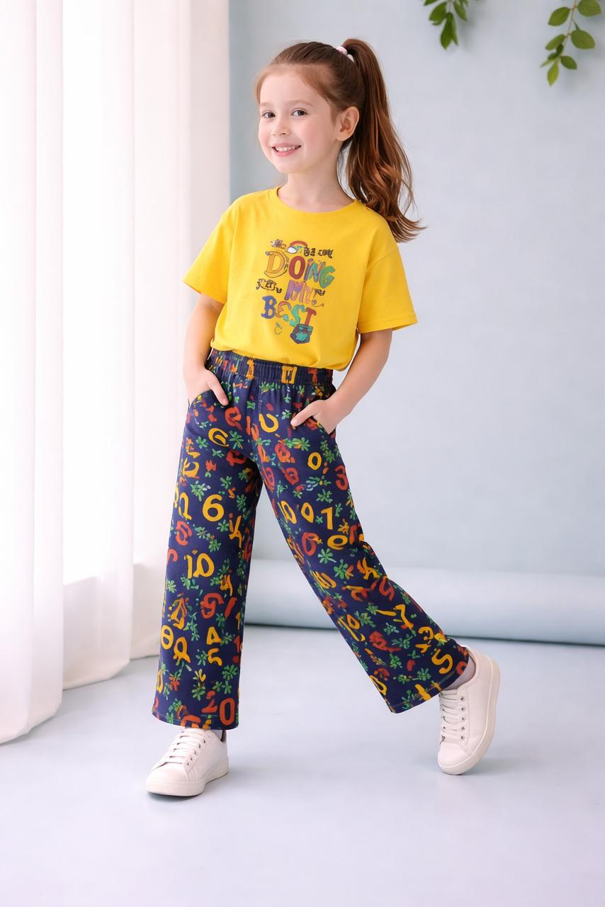 Yellow Alphabet Print Kids Suit