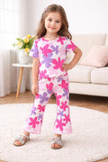 Pink Floral Pajama Set for Girls